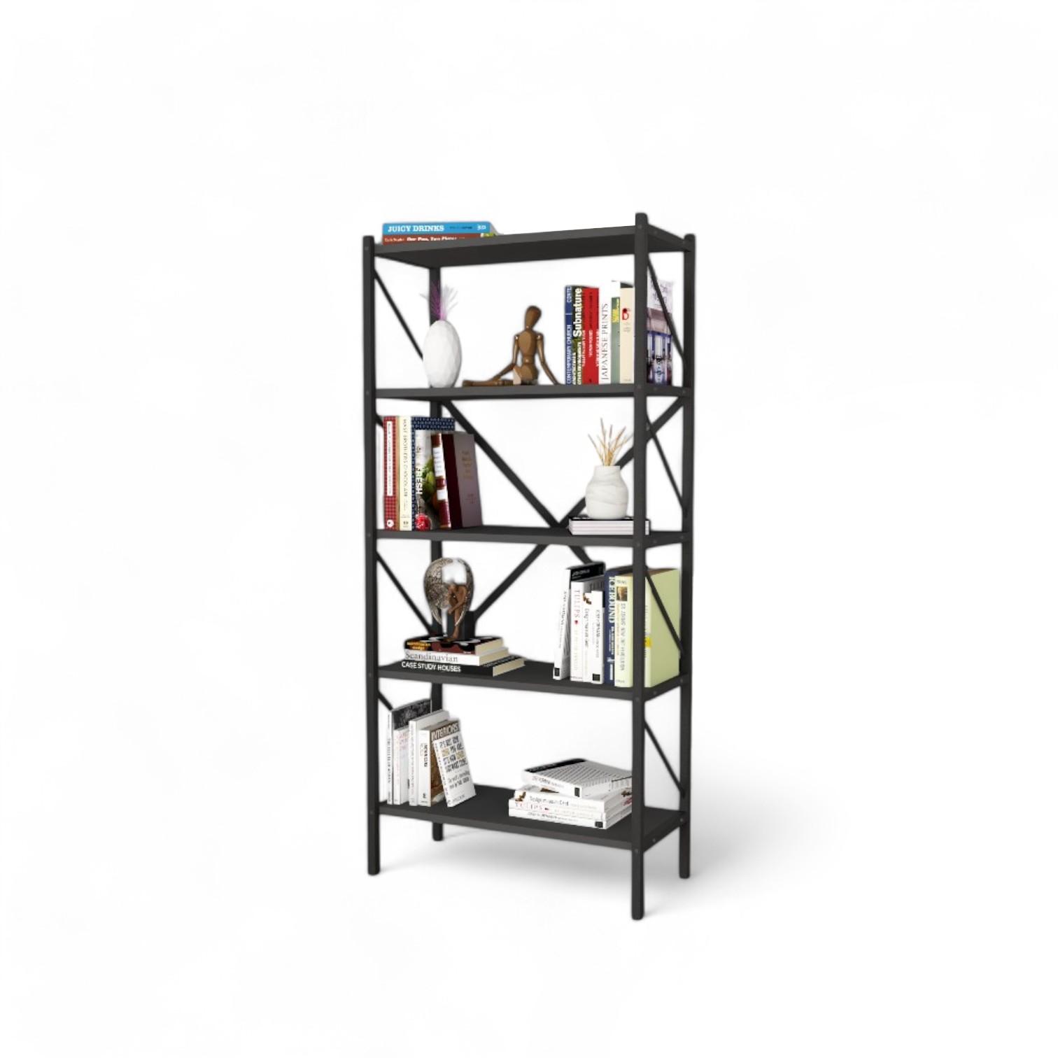 5 SHELVES METAL BOOKSHELF - ANTHRACITE