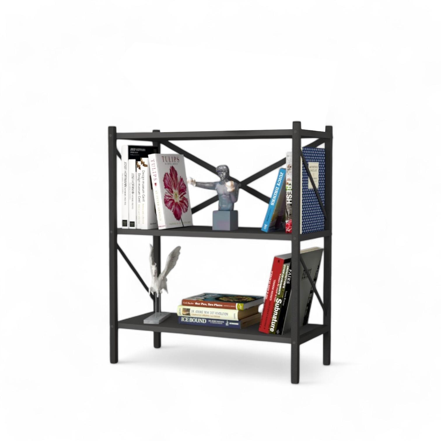 3 SHELVES METAL BOOKSHELF - ANTHRACITE