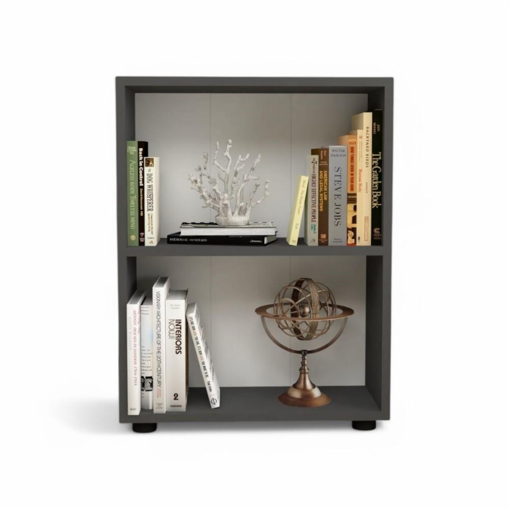 2 SHELVES CHIPBOARD BOOKSHELF - ANTHRACITE