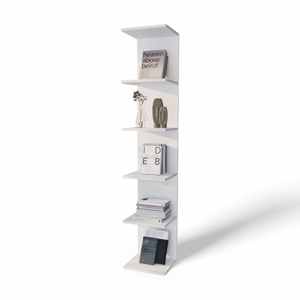WALL MOUNTED CHIPBOARD BOOKCASE - WHITE