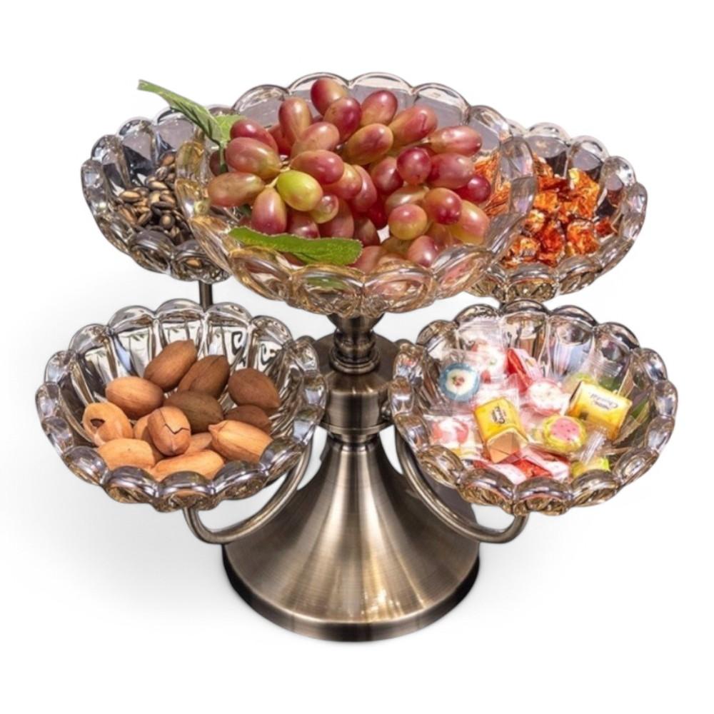 Home Decore Iron with Glass Tray S R15 R19.5 33 x 29CM (7.8 Inch)