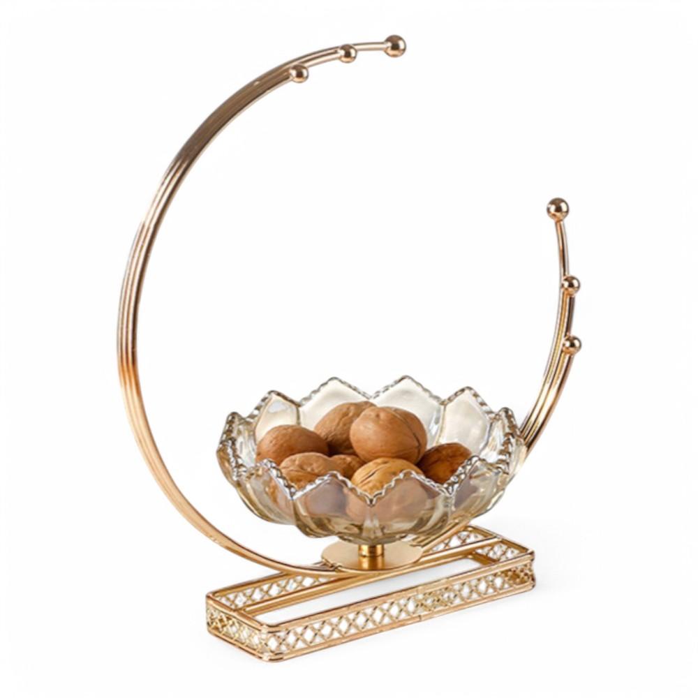 Home Decore Iron with Glass Tray Lenth: 26cm Bowl: 18 x 7cm 10inch