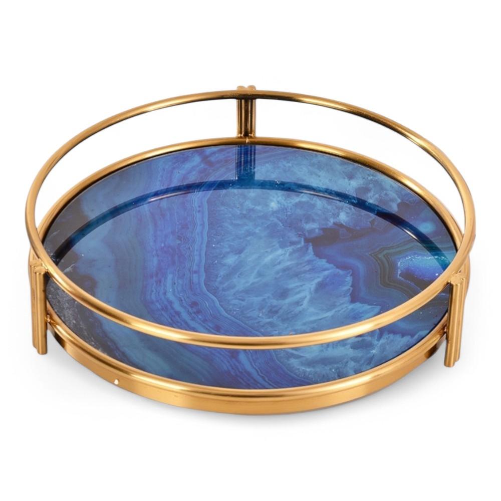 Home Decore Iron with Printed Glass Tray 38 x 8