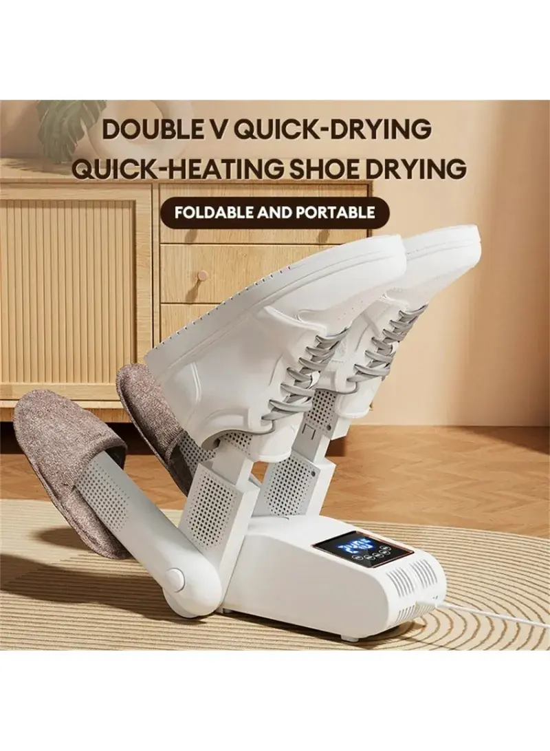 120W UV Sterilizing LED Touch Control Shoe Dryer with Smart Constant Temperature 4-Core Drying Rack (EU Plug) - White