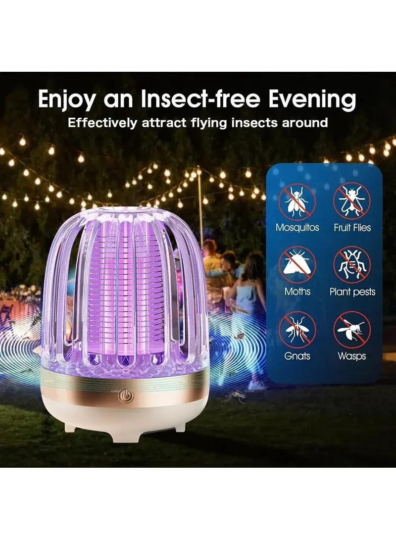 Portable Electric Mosquito Killer Lamp USB Rechargeable UV Light Insect Trap for Indoor Outdoor M8 - Blue