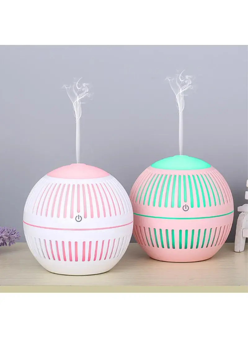 USB Powered Humidifier Mute Home Office Car Mist Diffuser with Colorful Night Light - Pink
