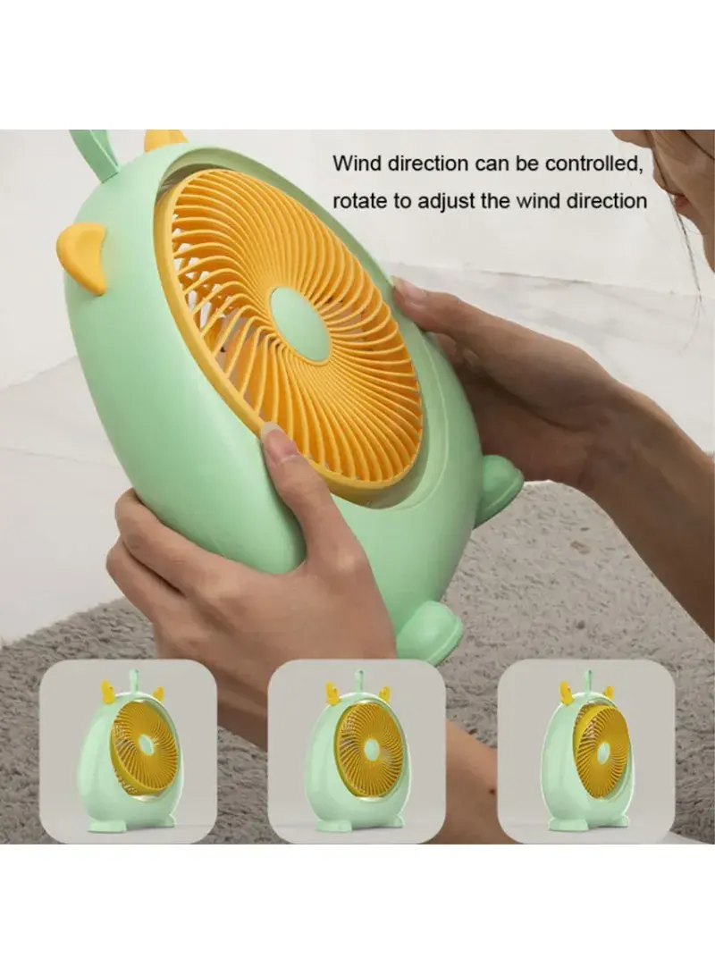 Cute Cat Ear Design Portable Fan USB Rechargeable Cooling Fan with 3 Wine Speed Adjustments, Size L - White